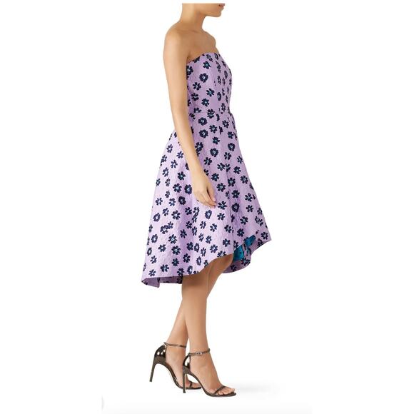 Shoshanna Novara Purple printed crepe Dress Size 12 - Picture 4 of 10